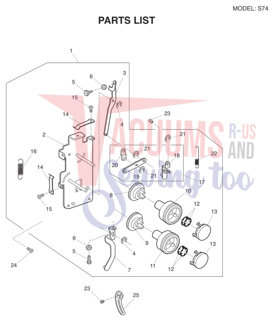 Necchi S34 V2 exploded schematic diagram (page 2)