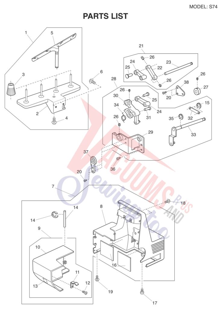 Necchi S34 V2 exploded schematic diagram (page 5)