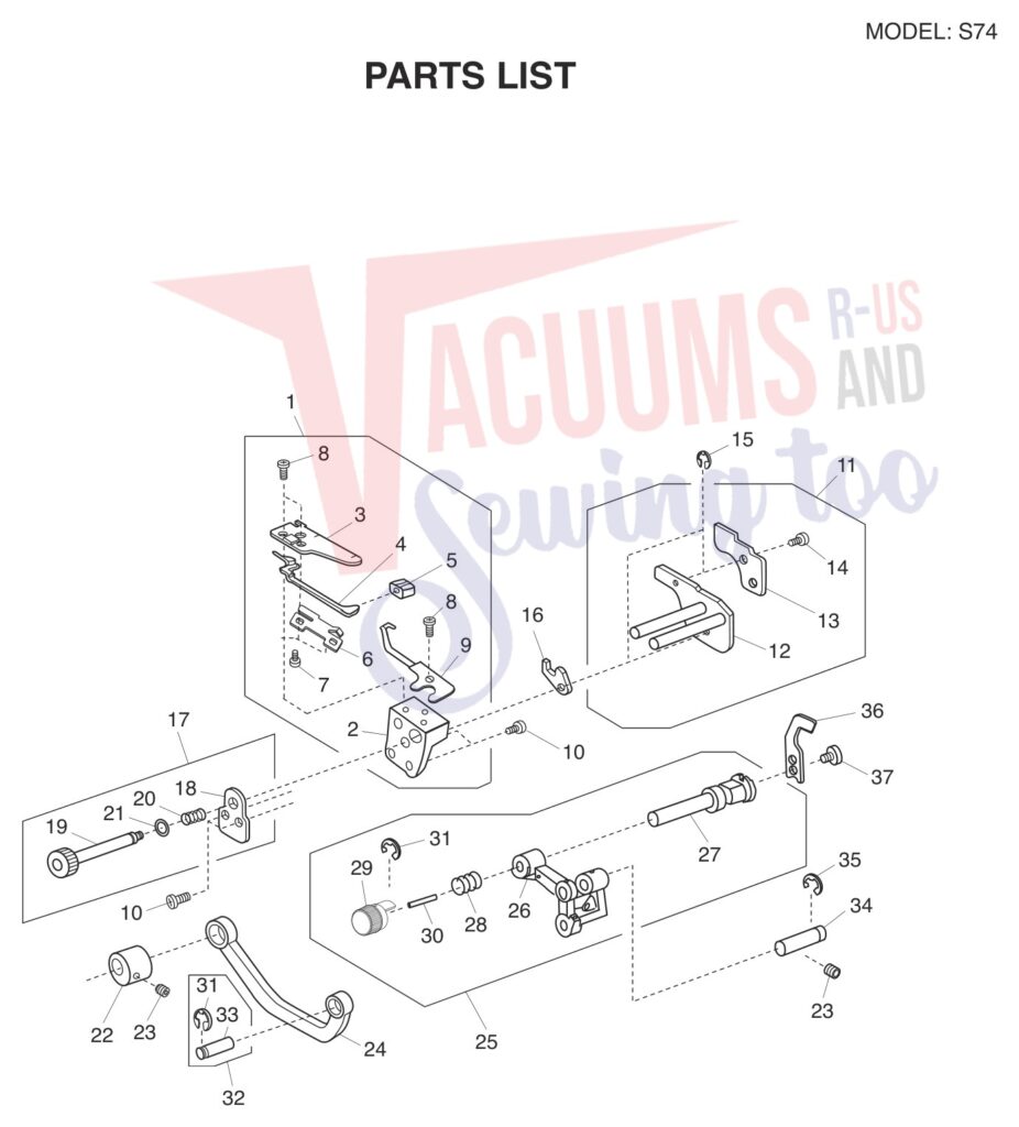 Necchi S34 V2 exploded schematic diagram (page 10)