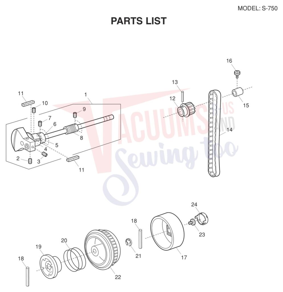 Janome S750 exploded schematic diagram (page 4)