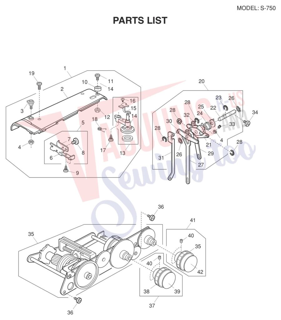 Janome S750 exploded schematic diagram (page 5)