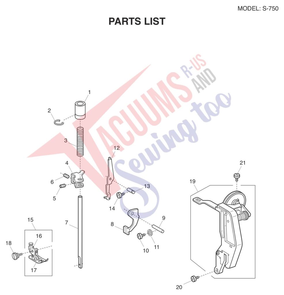Janome S-750 exploded schematic diagram (page 2)