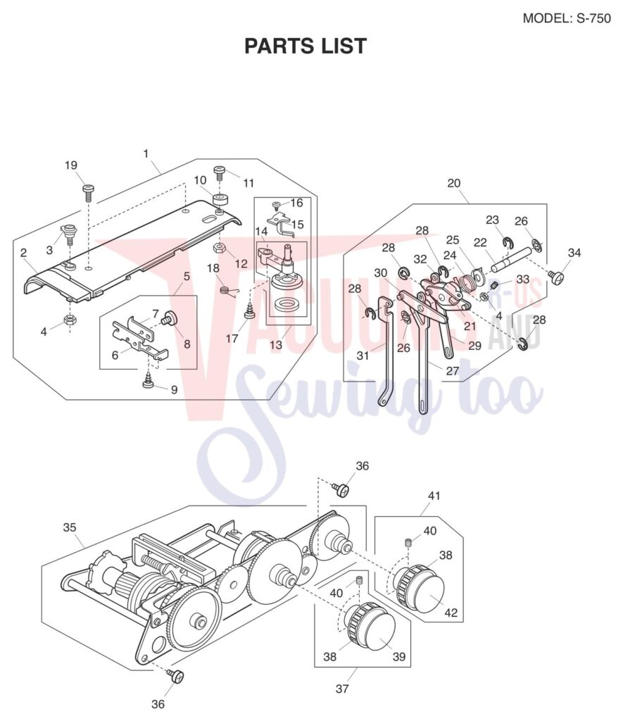 Janome S-750 exploded schematic diagram (page 5)