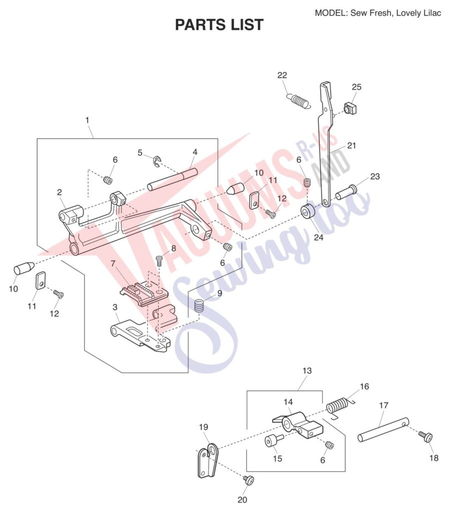 Janome Lovely Lilac exploded schematic diagram (page 7)