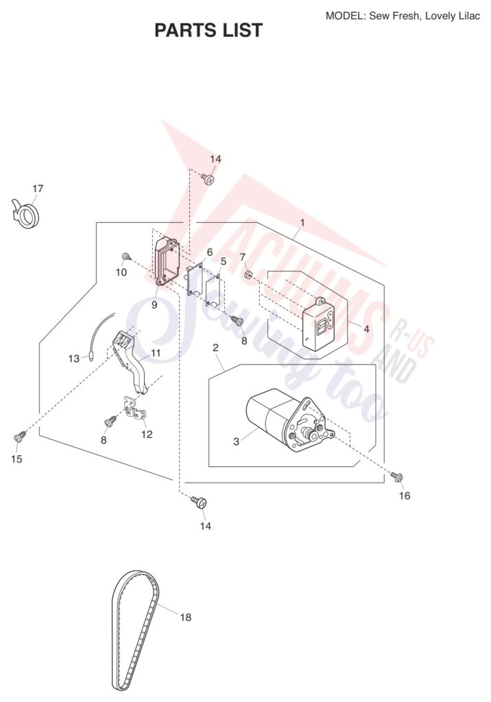 Janome Lovely Lilac exploded schematic diagram (page 8)