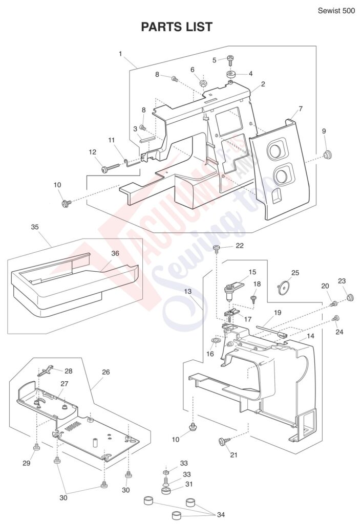 Janome 500 V2 exploded schematic diagram (page 4)