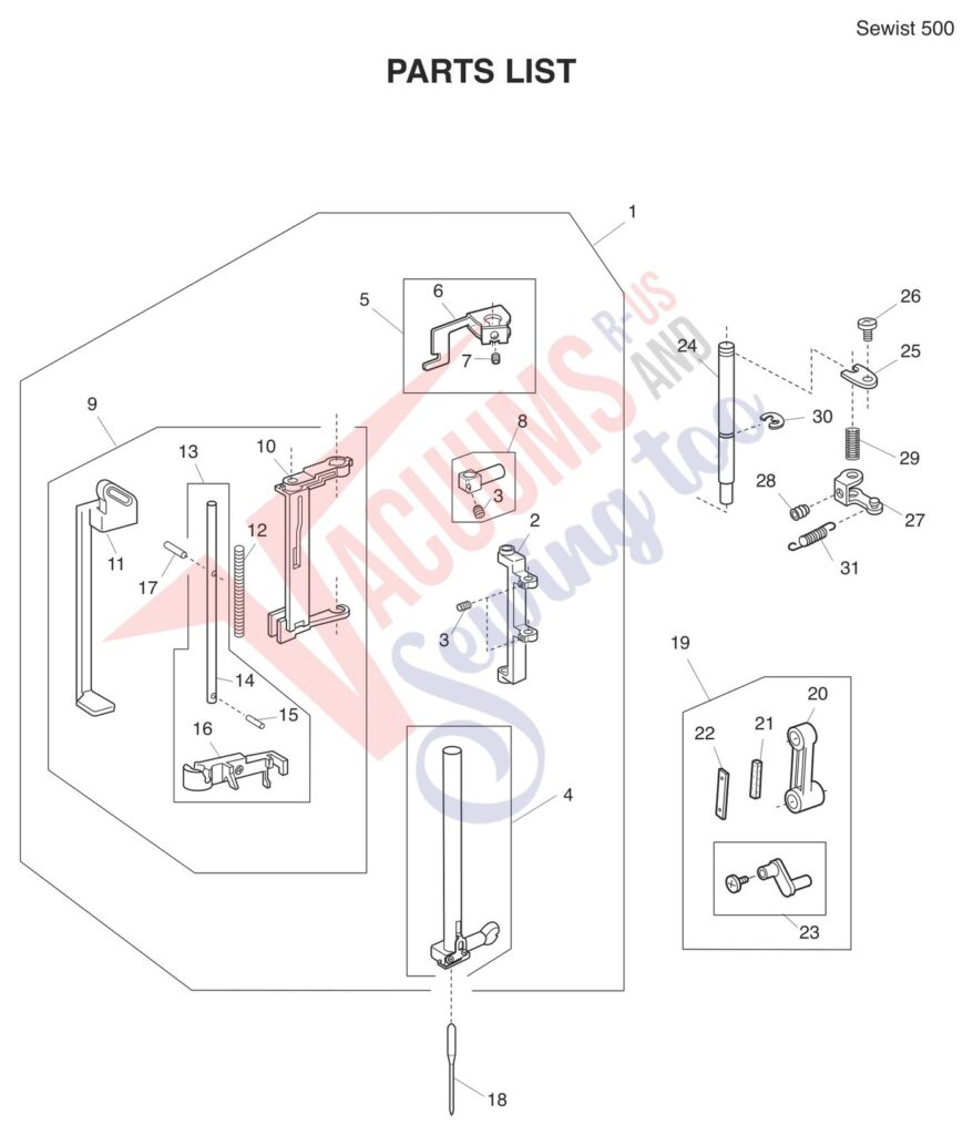 Janome 500 V2 exploded schematic diagram (page 6)