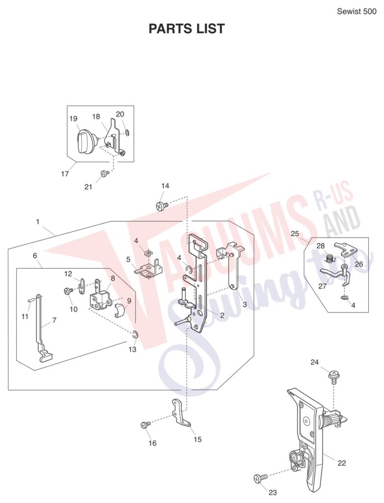 Janome 500 V2 exploded schematic diagram (page 7)
