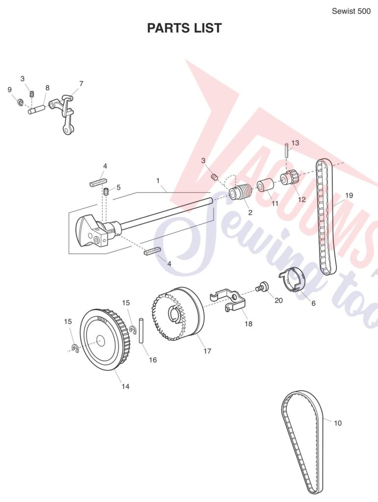 Janome 500 V2 exploded schematic diagram (page 8)