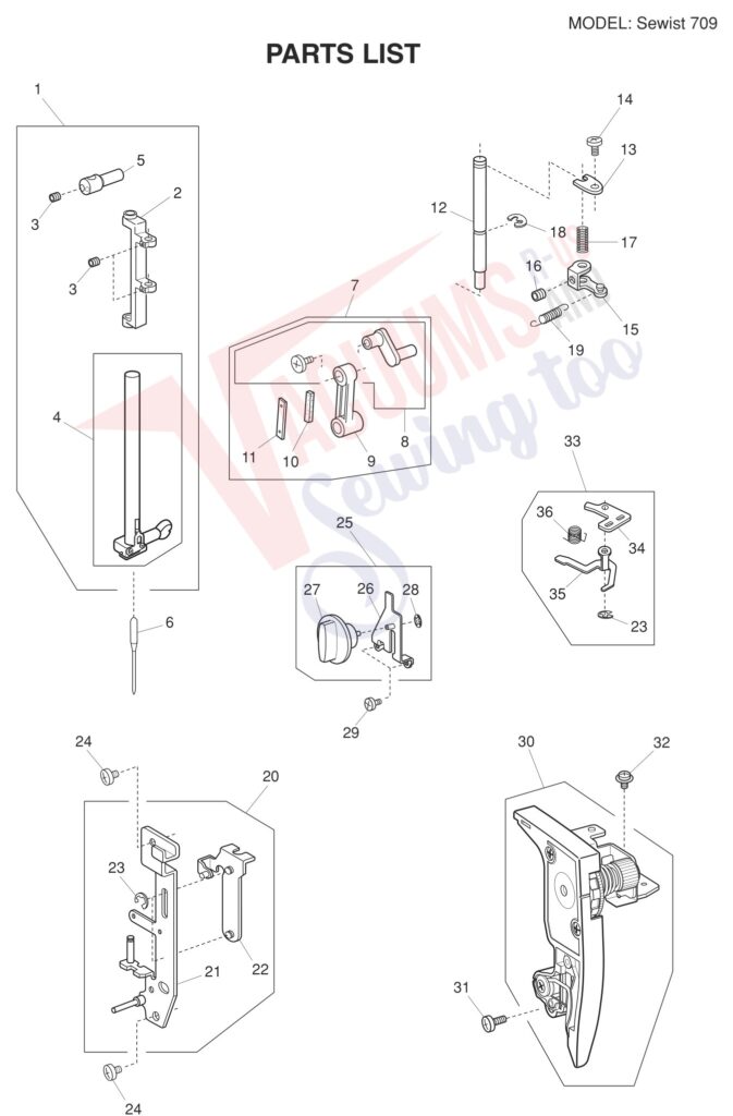 Janome Sewist 709 exploded schematic diagram (page 5)