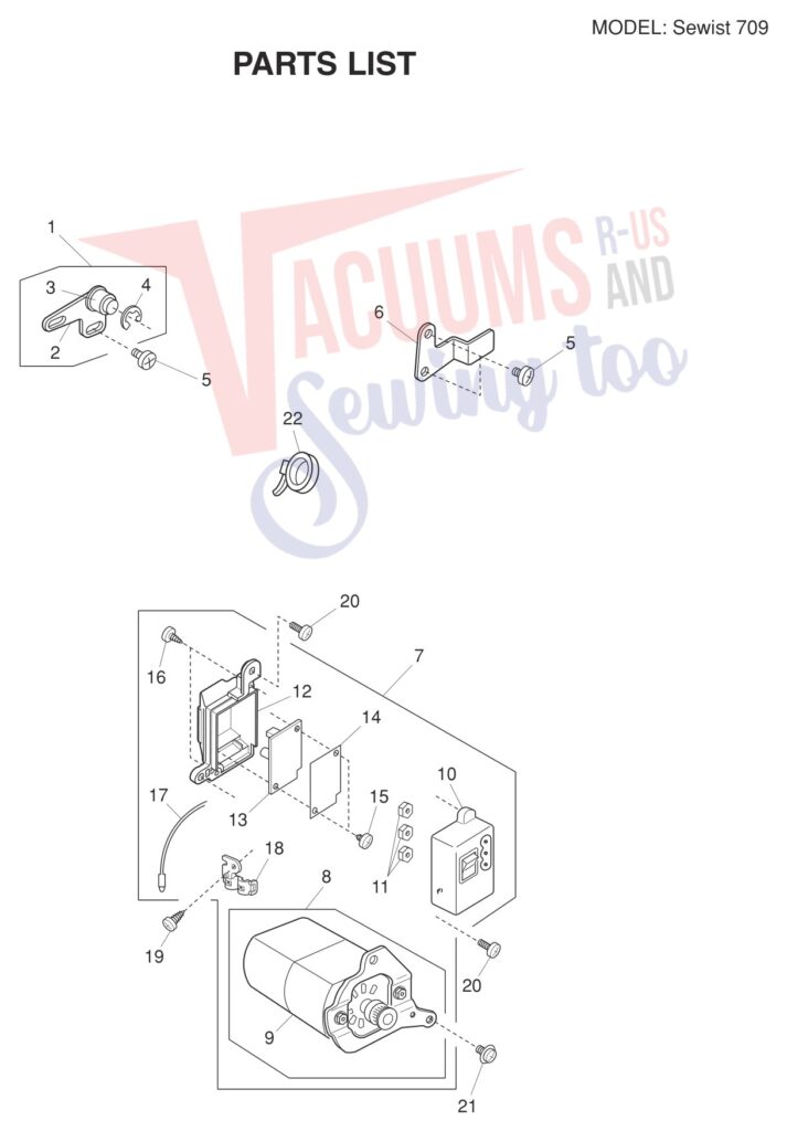 Janome Sewist 709 exploded schematic diagram (page 10)