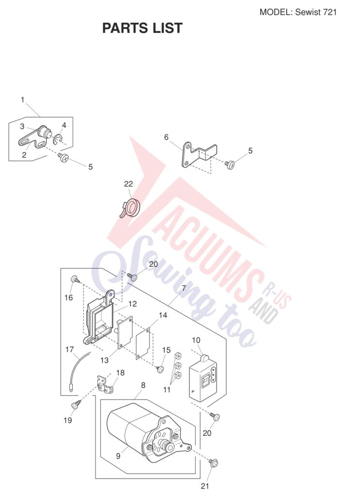 Janome Sewist 721 exploded schematic diagram (page 2)