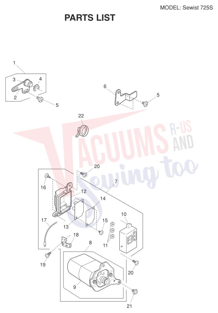 Janome Sewist 725 exploded schematic diagram (page 2)