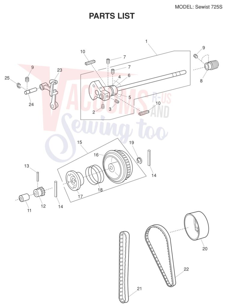 Janome Sewist 725 exploded schematic diagram (page 8)