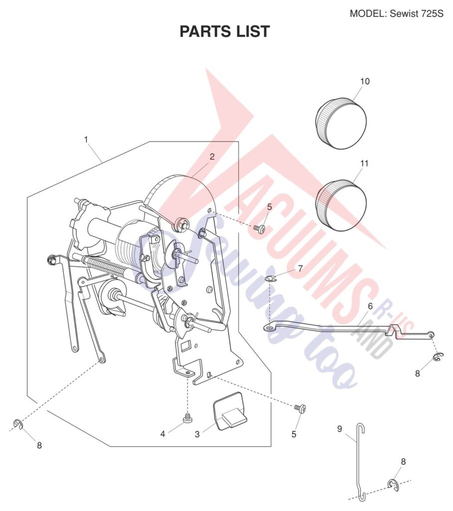 Janome Sewist 725 exploded schematic diagram (page 11)