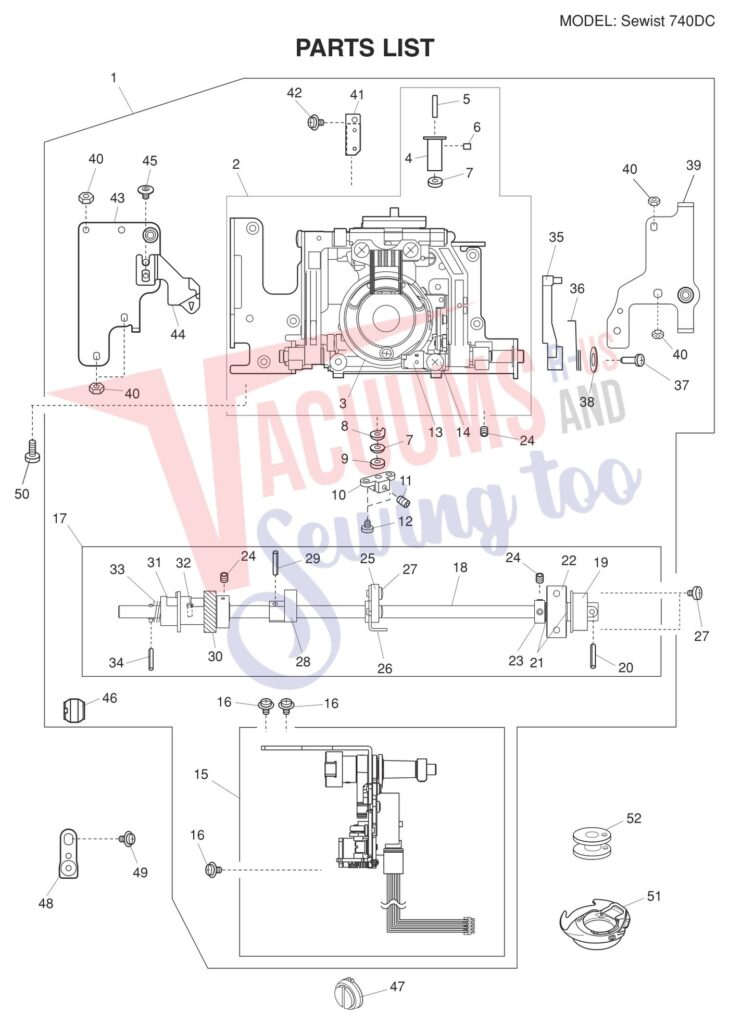 Janome 740DC exploded schematic diagram (page 3)