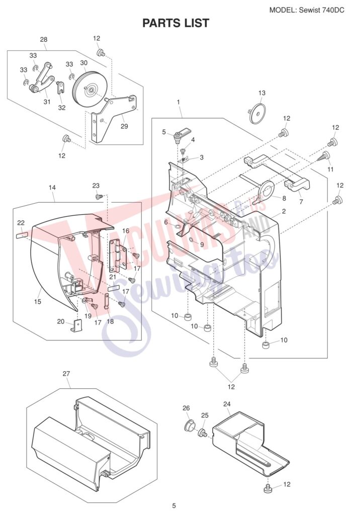 Janome 740DC exploded schematic diagram (page 5)