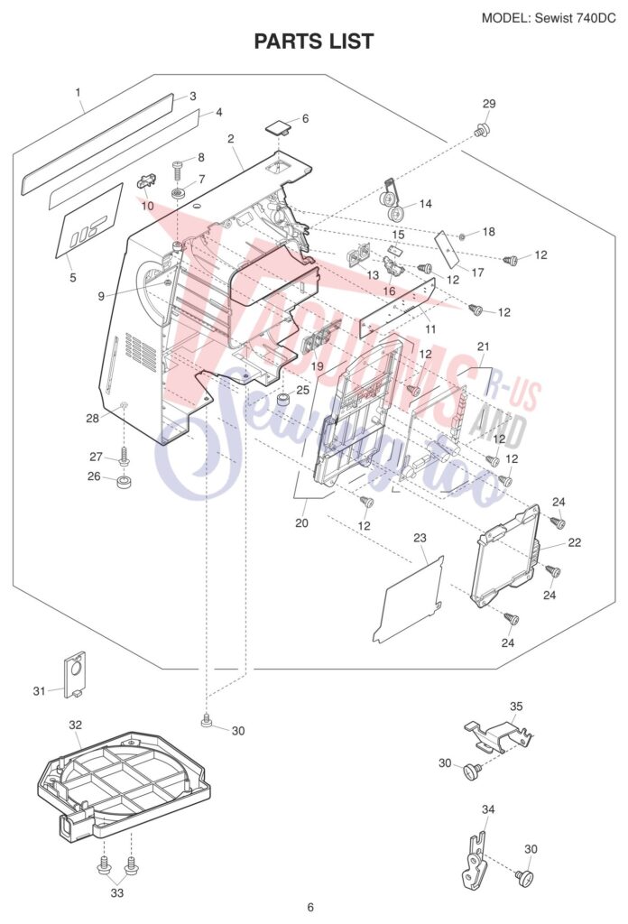 Janome 740DC exploded schematic diagram (page 6)
