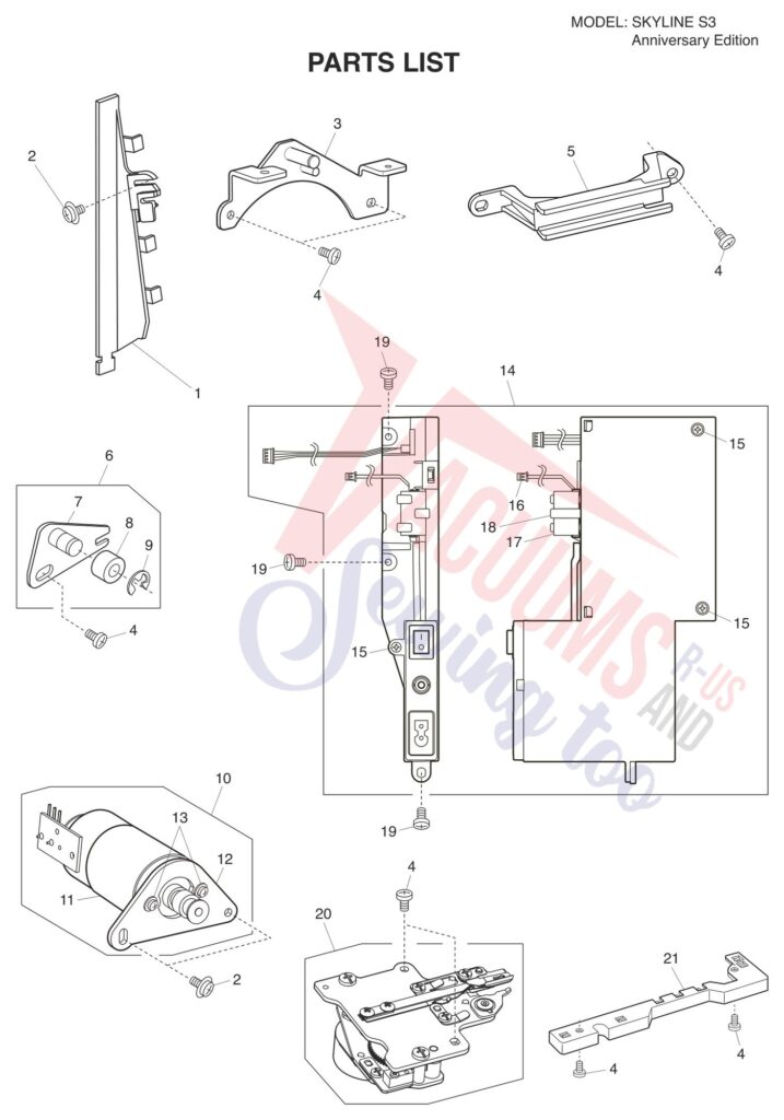 Janome S3 exploded schematic diagram (page 15)