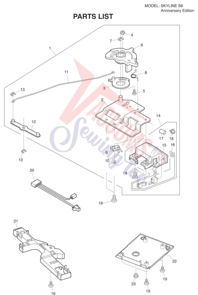 Janome S6 exploded schematic diagram (page 3)