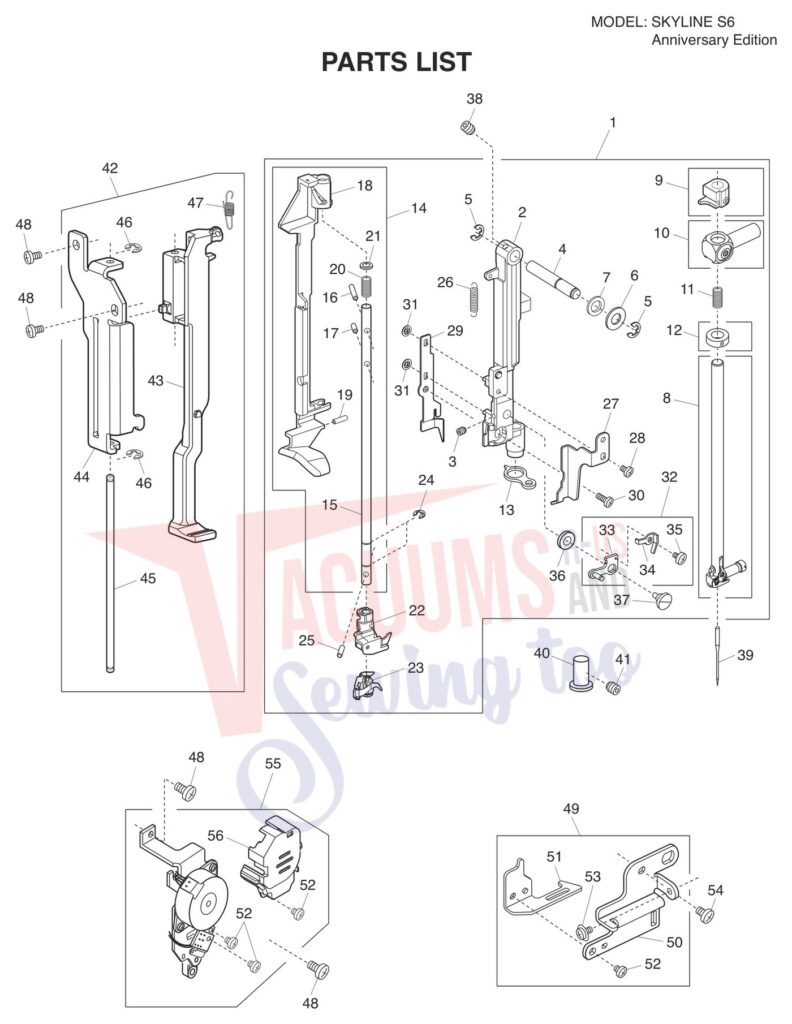 Janome S6 exploded schematic diagram (page 15)