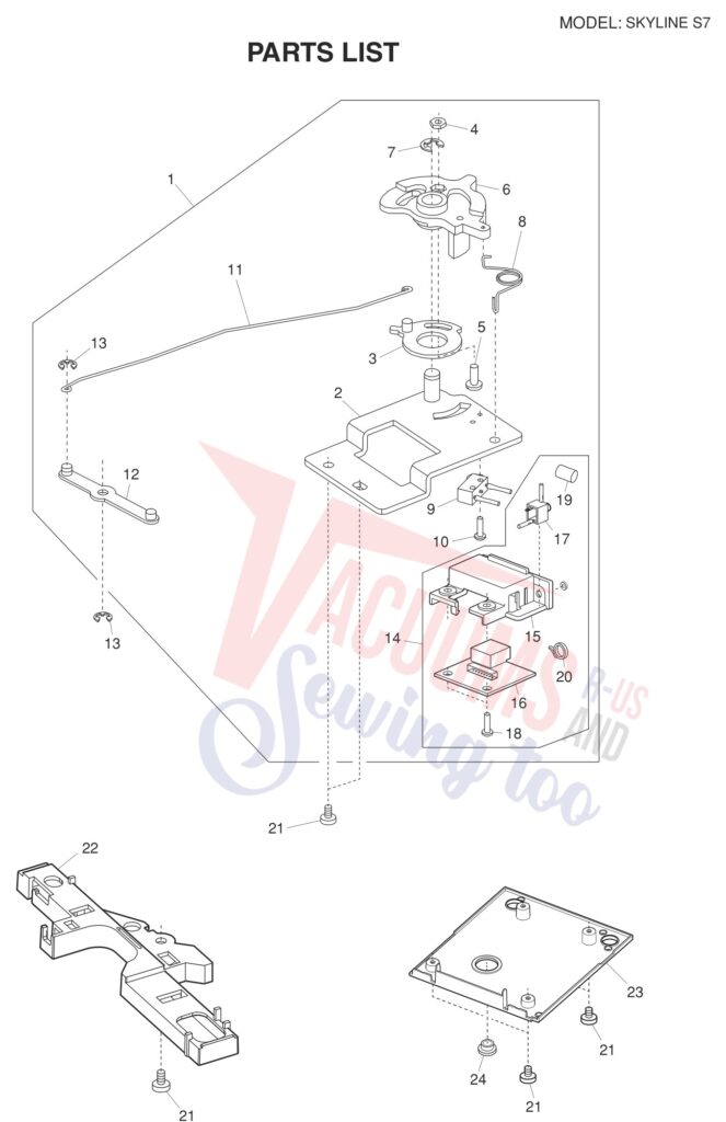 Janome Memorycraft Skyline s7 exploded schematic diagram (page 2)