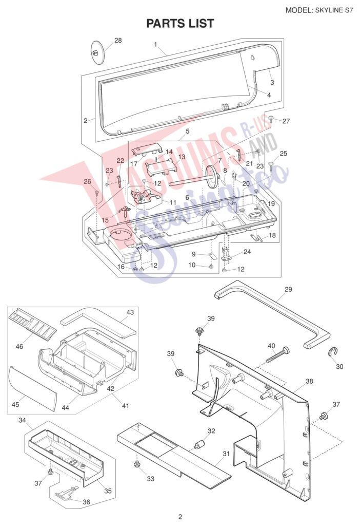 Janome Memorycraft Skyline s7 exploded schematic diagram (page 9)