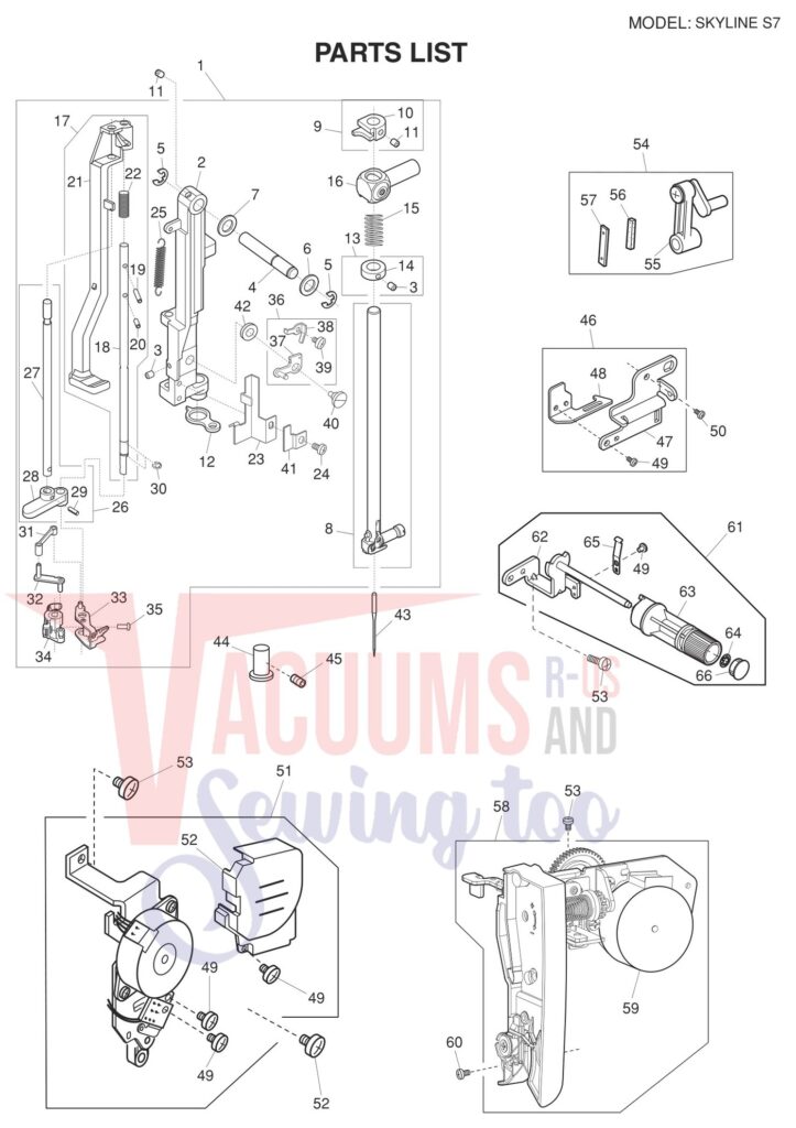 Janome Memorycraft Skyline s7 exploded schematic diagram (page 12)