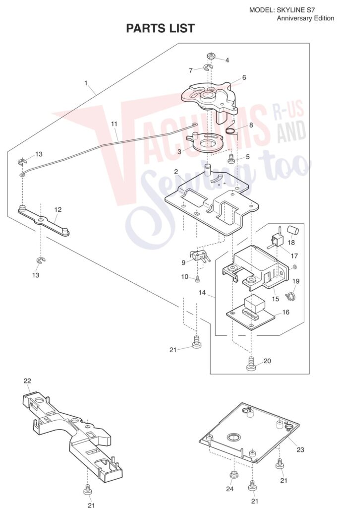 Janome Memorycraft Skyline s7 Aniversary Edition exploded schematic diagram (page 3)