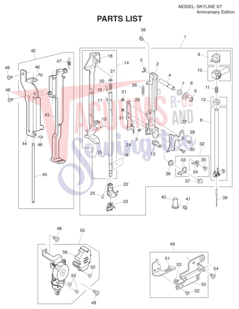 Janome Memorycraft Skyline s7 Aniversary Edition exploded schematic diagram (page 17)