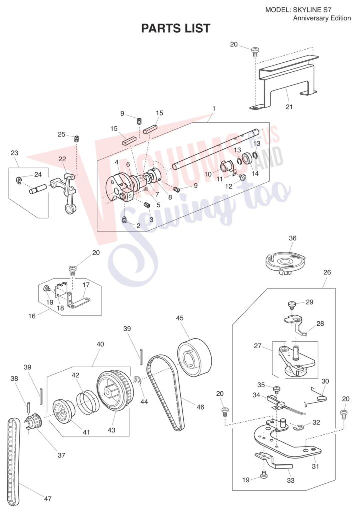 Janome s7 exploded schematic diagram (page 12)