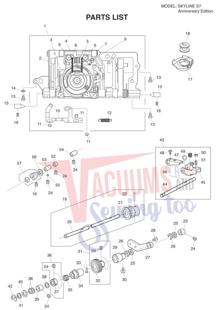 Janome s7 exploded schematic diagram (page 13)