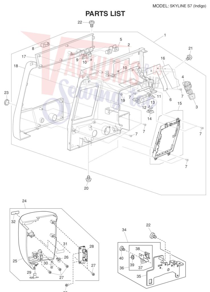 Janome Memorycraft Skyline s7 exploded schematic diagram (page 1)