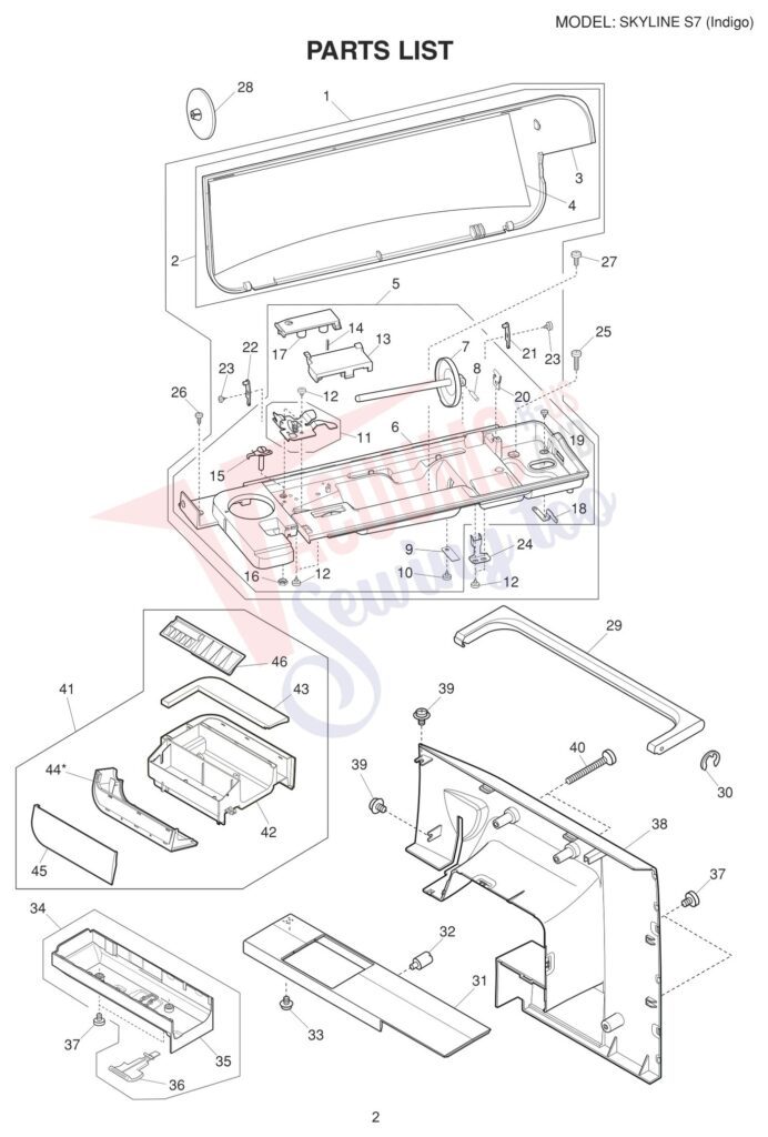 Janome Memorycraft Skyline s7 exploded schematic diagram (page 4)