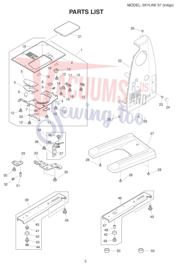 Janome Memorycraft Skyline s7 exploded schematic diagram (page 5)
