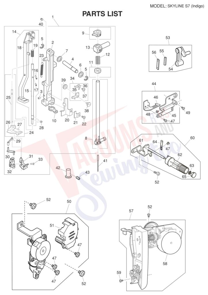 Janome Memorycraft Skyline s7 exploded schematic diagram (page 7)