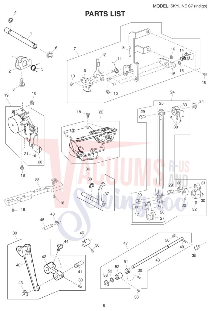 Janome Memorycraft Skyline s7 exploded schematic diagram (page 8)