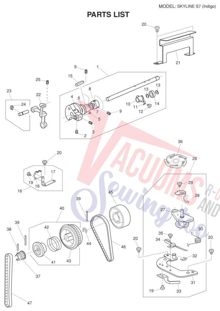 Janome Memorycraft Skyline s7 exploded schematic diagram (page 9)