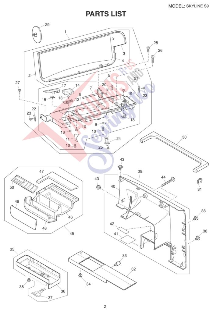 Janome SKS9 exploded schematic diagram (page 12)
