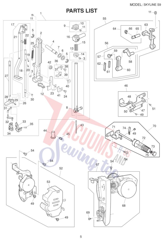 Janome SKS9 exploded schematic diagram (page 17)