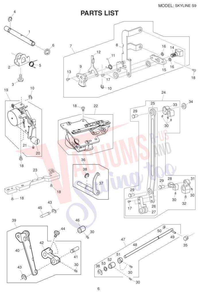 Janome SKS9 exploded schematic diagram (page 18)