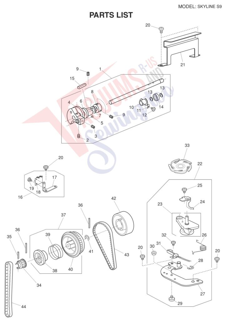 Janome SKS9 exploded schematic diagram (page 19)