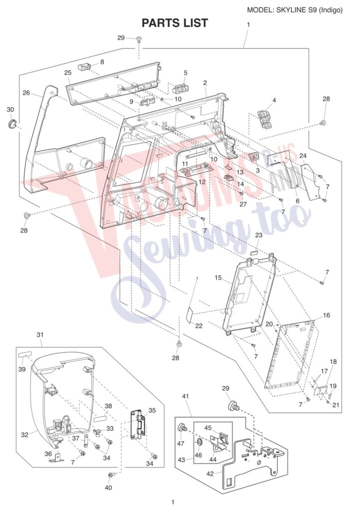 Janome SKS9-I V1.1 exploded schematic diagram (page 1)