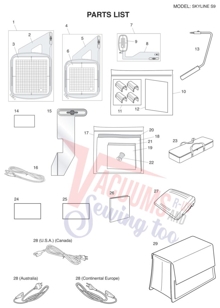 Janome Memorycraft Skyline S9 v1.1 exploded schematic diagram (page 7)