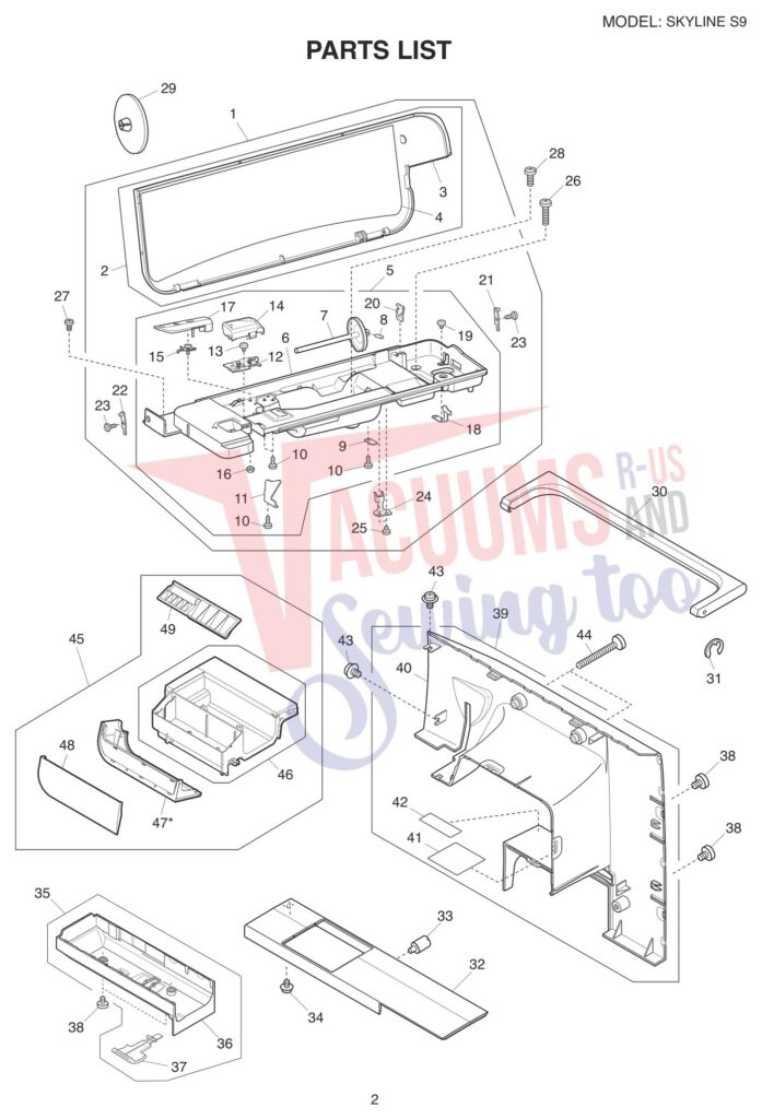 Janome Memorycraft Skyline S9 v1.1 exploded schematic diagram (page 8)
