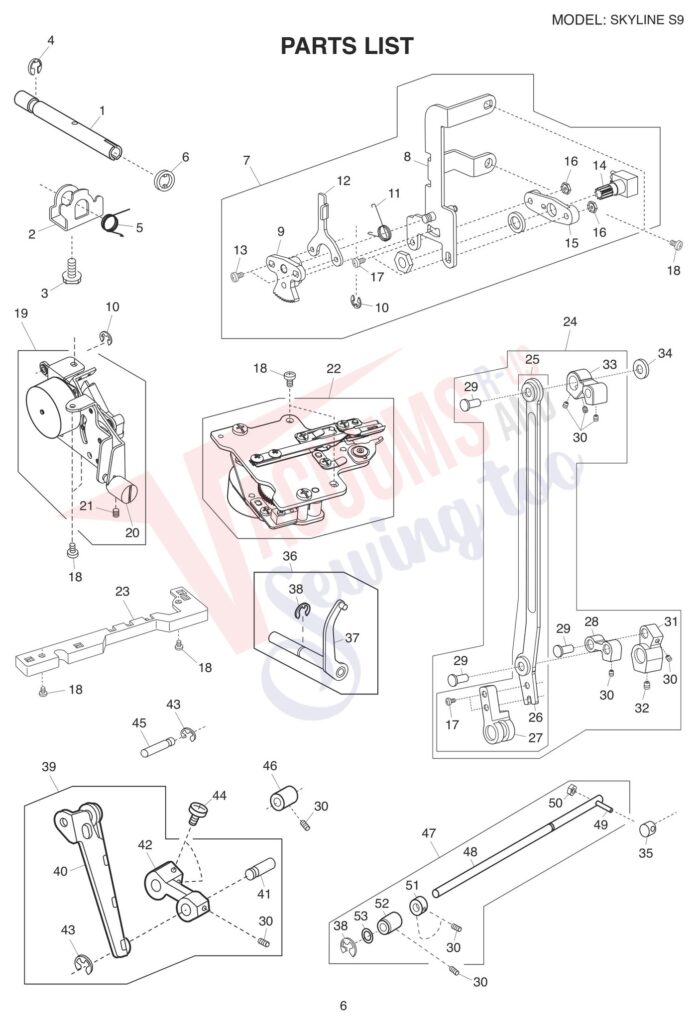 Janome Memorycraft Skyline S9 v1.1 exploded schematic diagram (page 12)