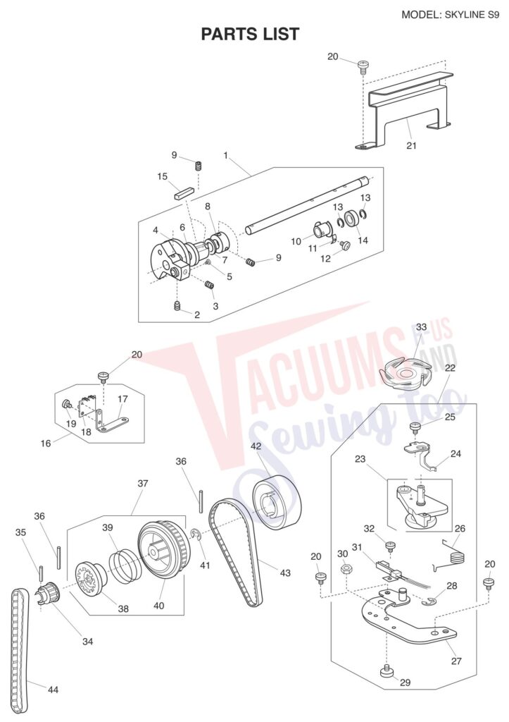 Janome Memorycraft Skyline S9 v1.1 exploded schematic diagram (page 13)