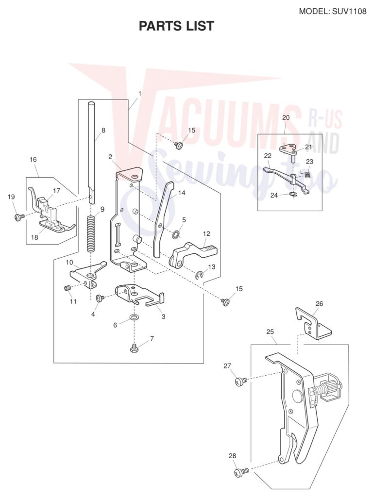 Janome SUV1108 V2 exploded schematic diagram (page 2)