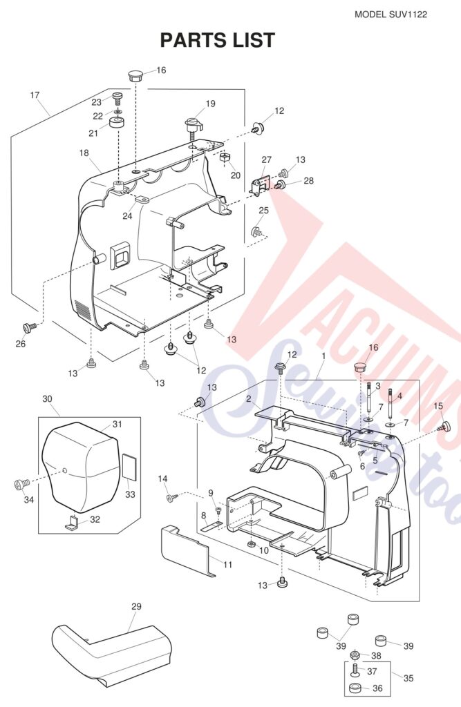 Janome SUV1122 exploded schematic diagram (page 1)