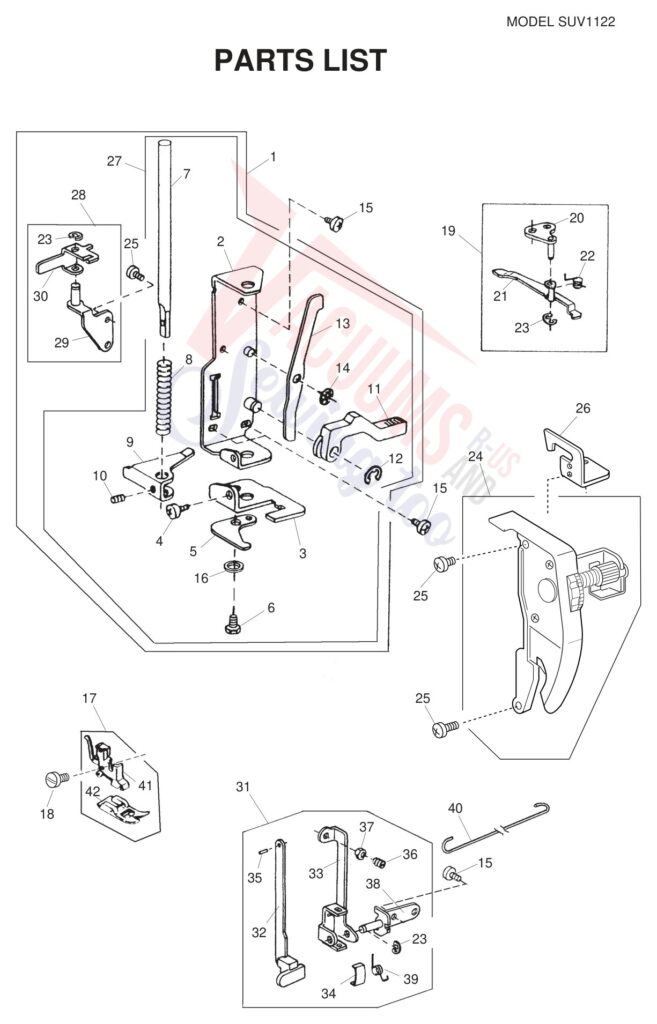 Janome SUV1122 exploded schematic diagram (page 2)